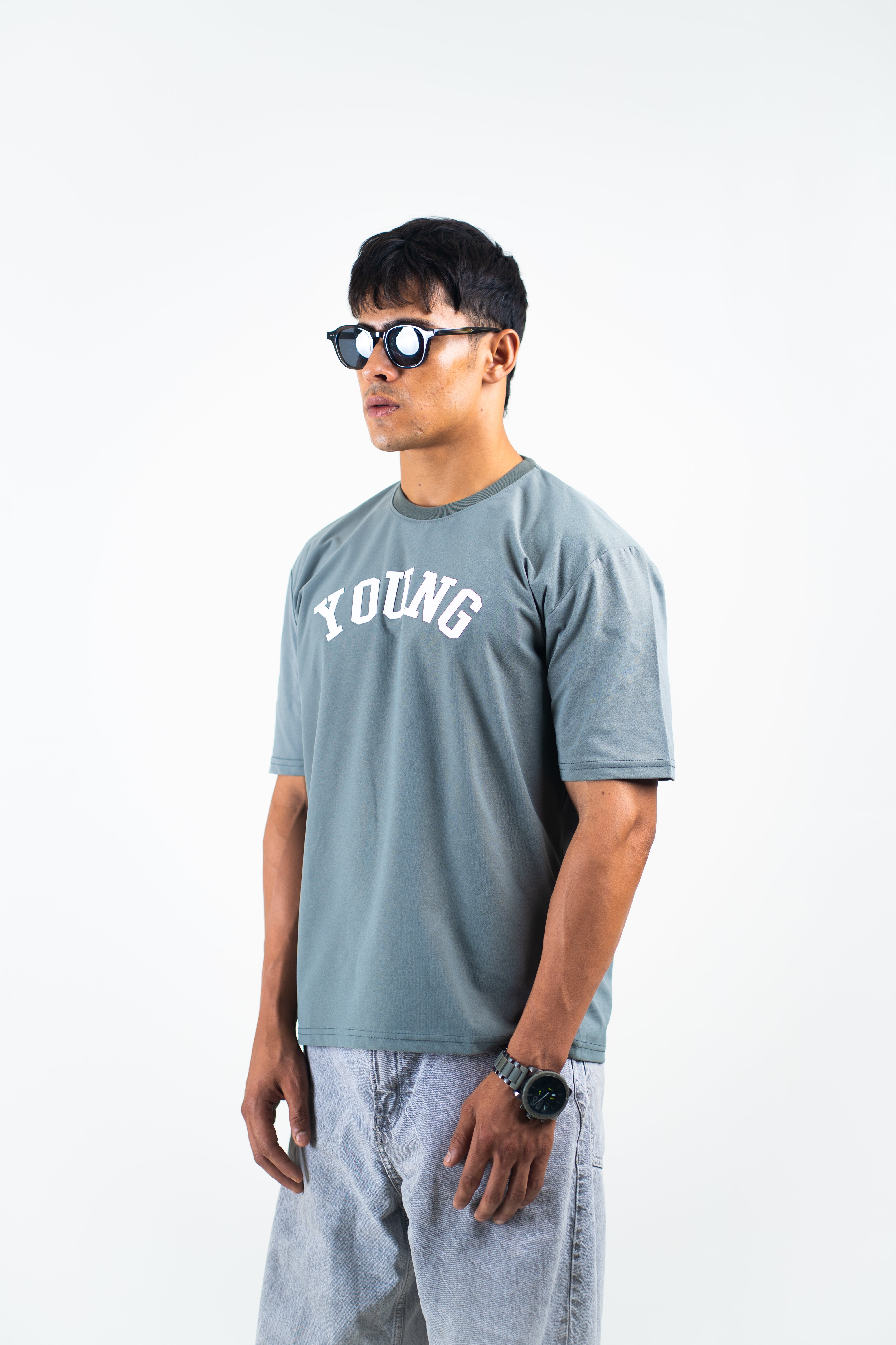 Fly High Slate Grey Oversized Tee