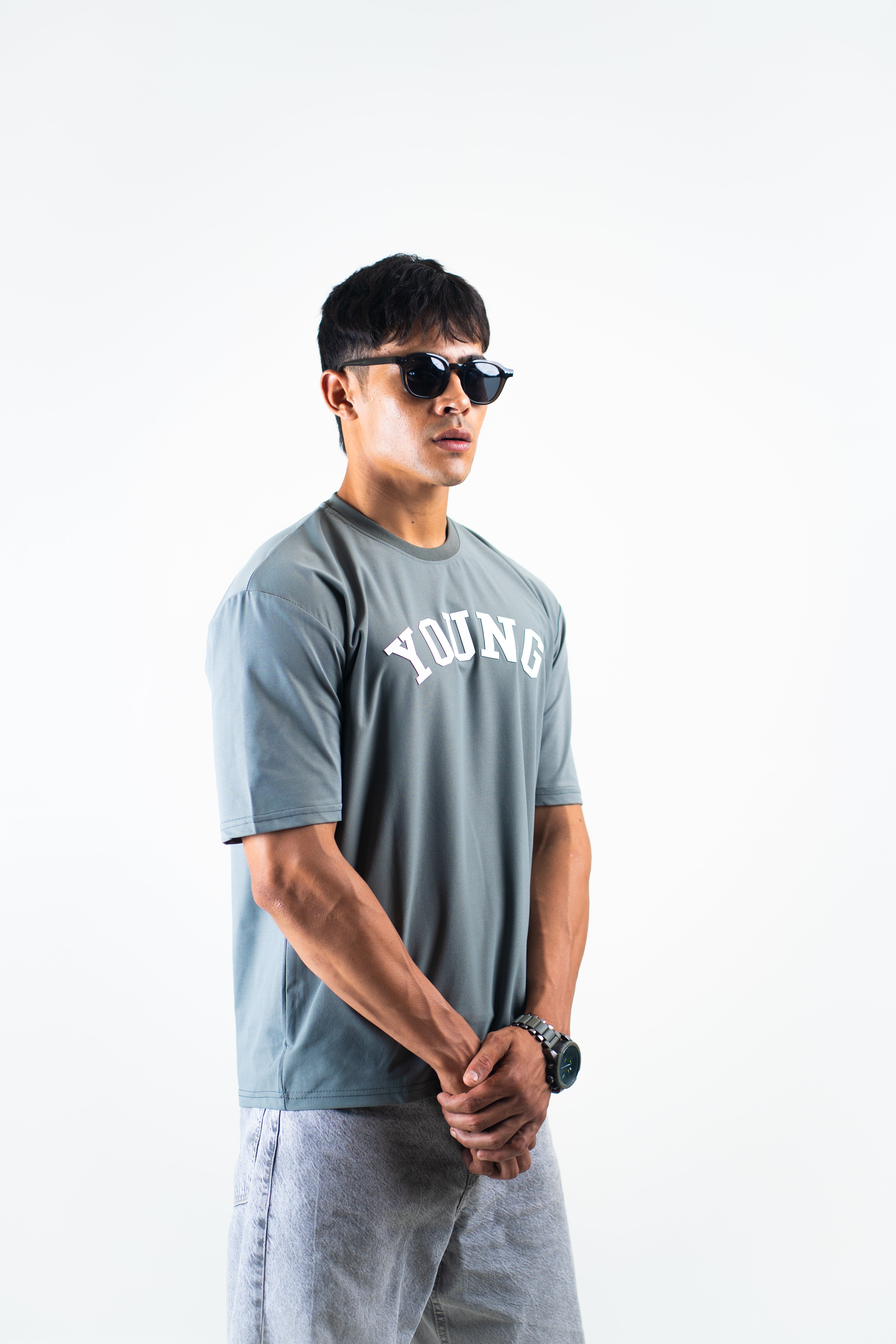 Fly High Slate Grey Oversized Tee