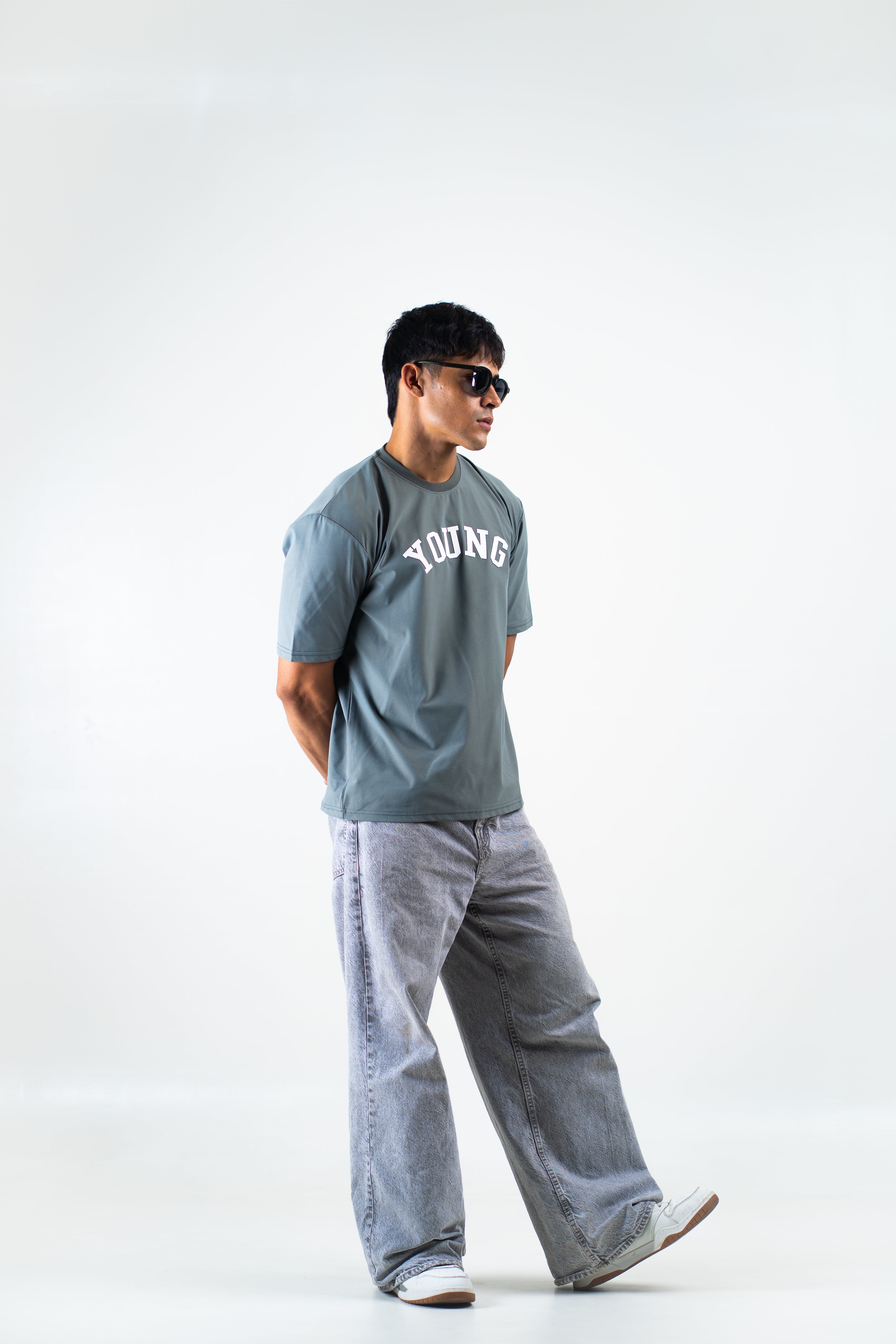 Fly High Slate Grey Oversized Tee
