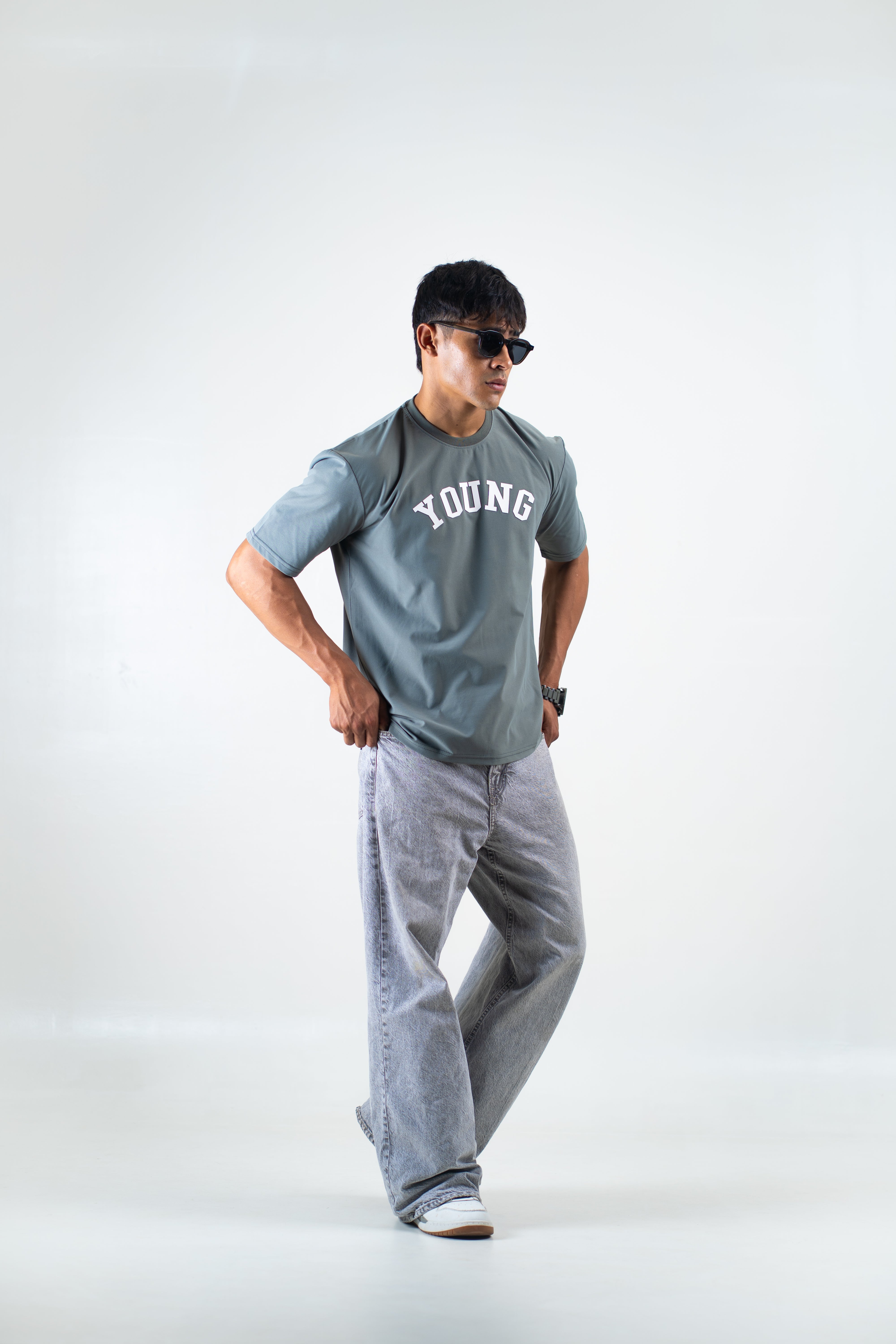 Fly High Slate Grey Oversized Tee