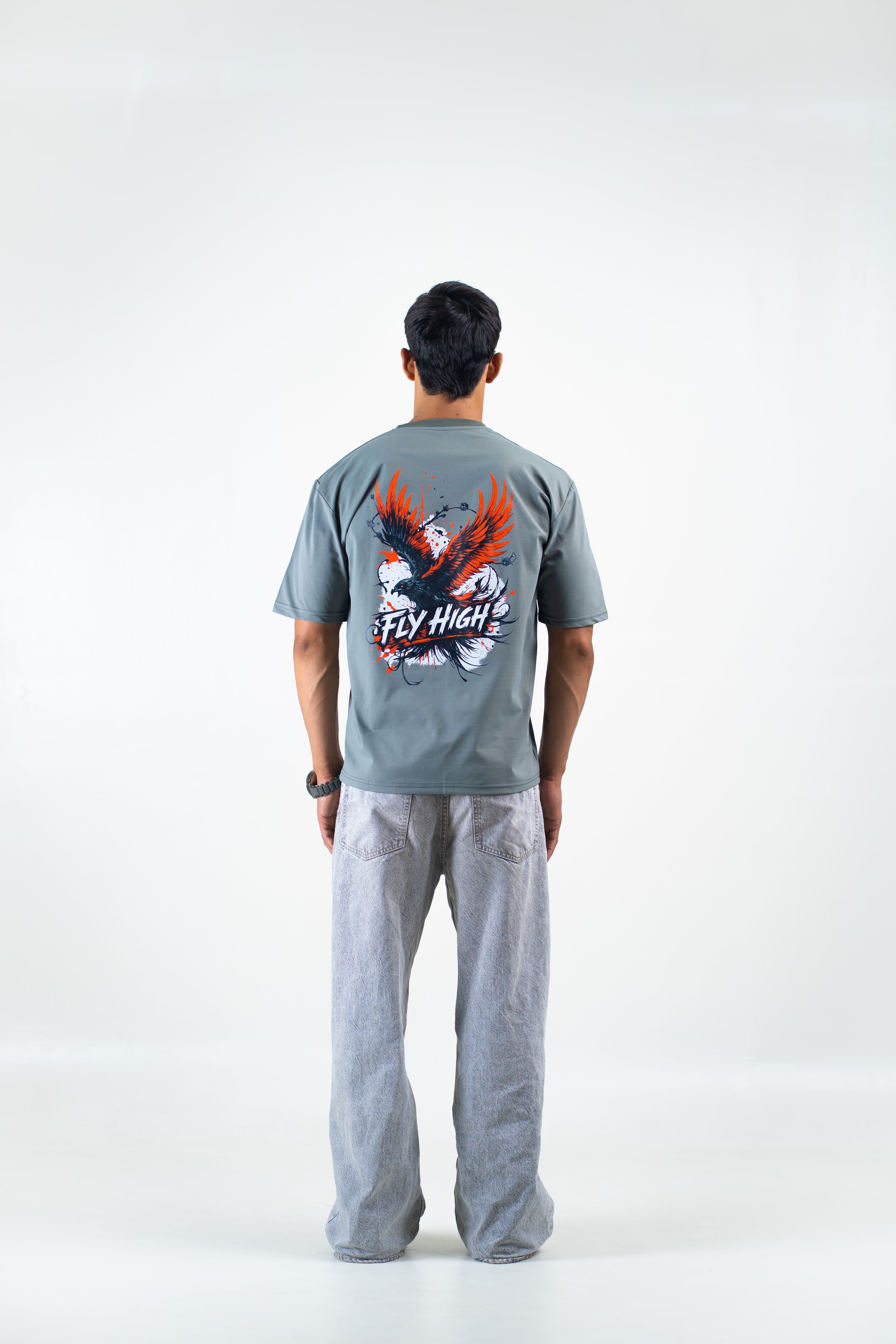 Fly High Slate Grey Oversized Tee