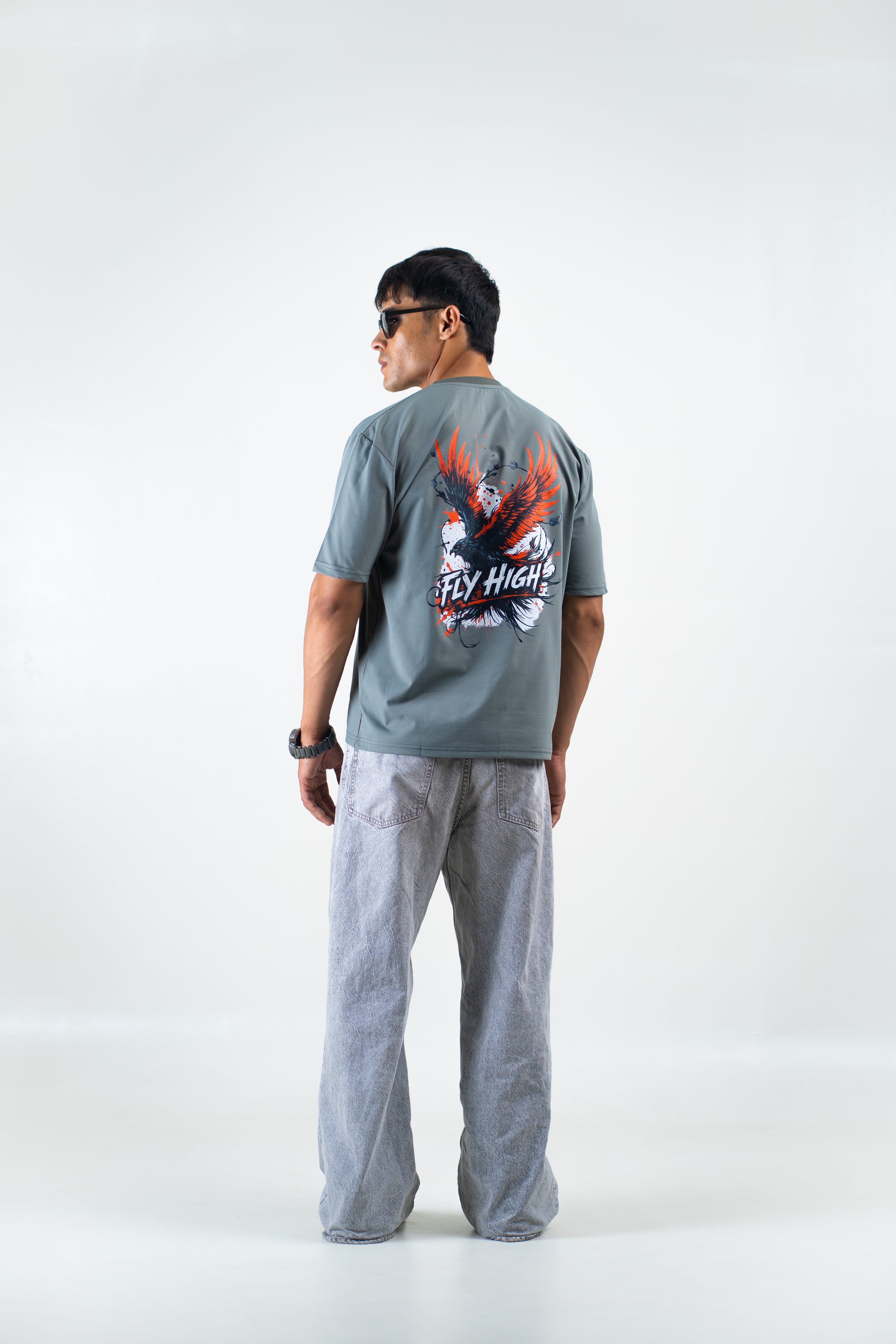 Fly High Slate Grey Oversized Tee