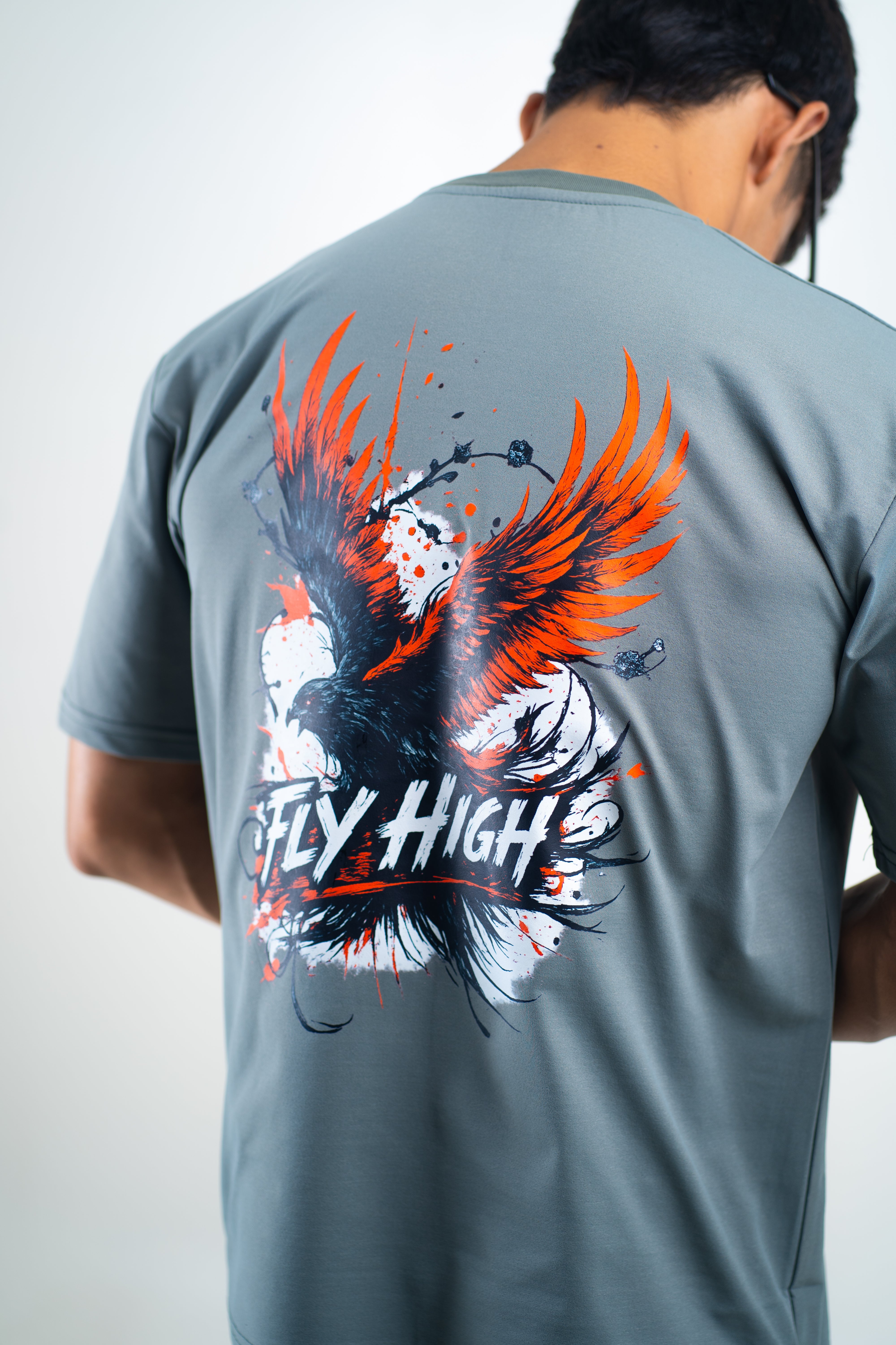 Fly High Slate Grey Oversized Tee
