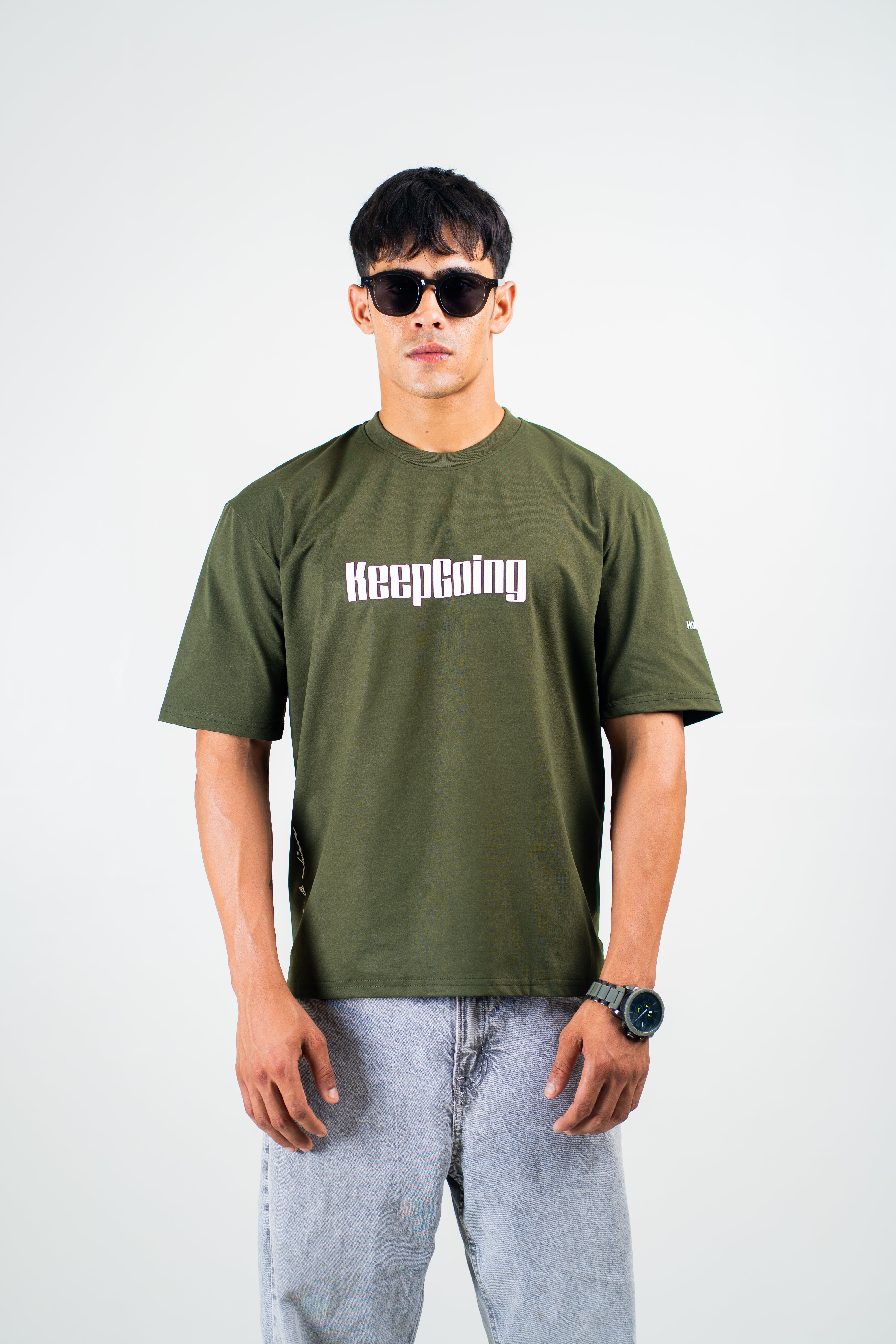 Keep Going Olive Oversized Tee