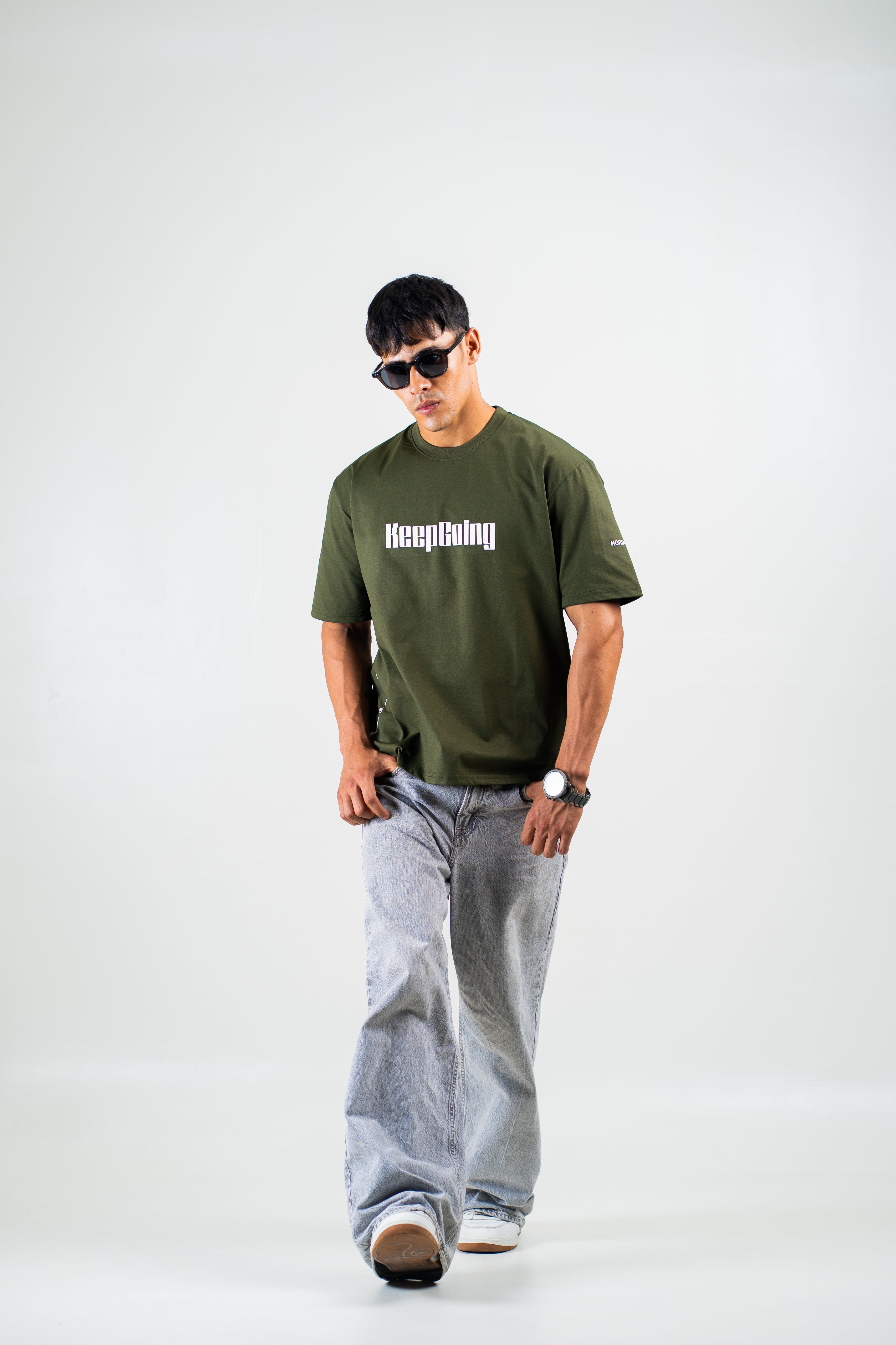 Keep Going Olive Oversized Tee